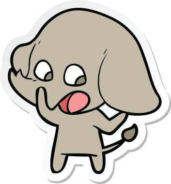 Bir insan tarafından çizilmiş şirin bir fil çıkartması.