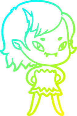 Bir insan tarafından çizilmiş soğuk gradyan bir vampir kız çizimi