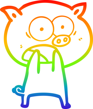 Gökkuşağı gradyan çizimi Bir insan tarafından çizilen bağıran domuz çizgi filmi