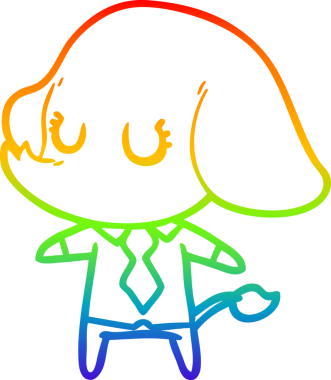 Gökkuşağı gradyan çizgisi bir insan tarafından çizilmiş şirin bir fil çizimi