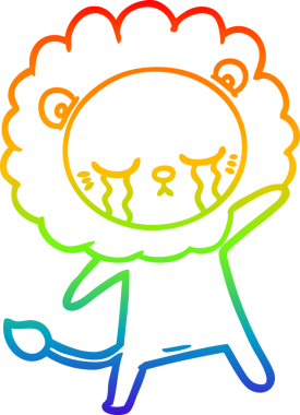 Gökkuşağı gradyan çizgisi bir insan tarafından çizilmiş ağlayan bir aslanın çizimi