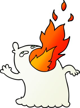 Bir insan tarafından çizilmiş ateş püskürten bir hayalet.