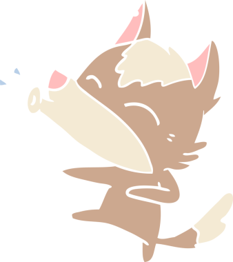 Uluyan Kurt düz renkli çizgi film bir insan tarafından çizildi.