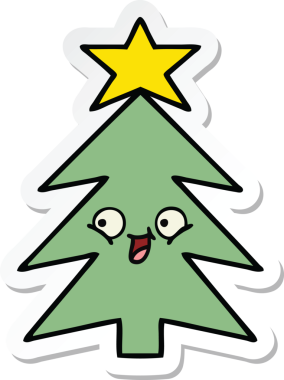 Bir insan tarafından çizilmiş şirin bir noel ağacının çıkartması.