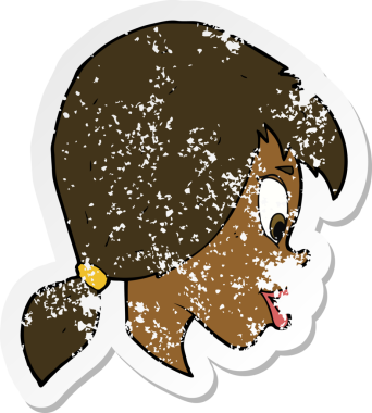 Bir insan tarafından çizilmiş bir karikatürün gerilimli retro yapıştırması.