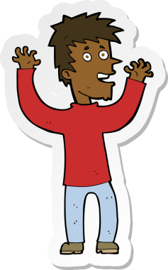 Bir insan tarafından çizilmiş heyecanlı bir adamın çıkartması.