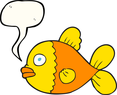 Bir insan tarafından çizilmiş serbest konuşma balonu karikatürü balığı.