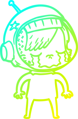 Bir insan tarafından çizilmiş ağlayan astronot bir kızın soğuk gradyan çizimi