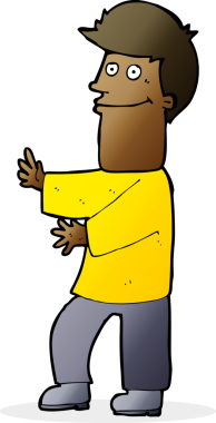 Bir insan tarafından çizilmiş karikatür adam.