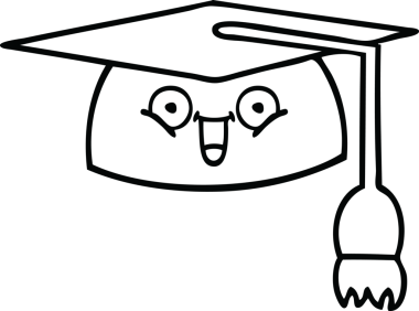 Mezuniyet şapkası çizimi bir insan tarafından çizilmiş.