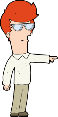 Bir insan tarafından çizilmiş gözlüklü bir çizgi film adamı.