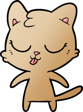 Bir insan tarafından çizilmiş sevimli çizgi film kedisi.