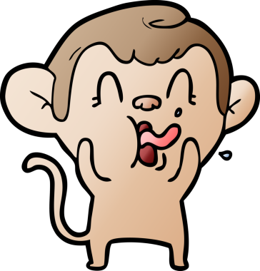 Bir insan tarafından çizilmiş çılgın çizgi film maymunu