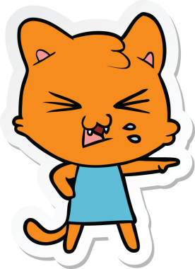 Bir insan tarafından çizilmiş, tıslayan bir kedinin çıkartması.