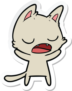 Bir insan tarafından çizilmiş konuşan kedi karikatürü.