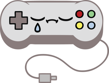 Bir insan tarafından çizilmiş oyun kontrolünün sevimli çizgi filmi.