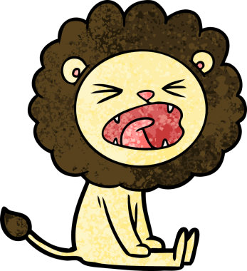 Bir insan tarafından çizilmiş kızgın aslan çizgi filmi.