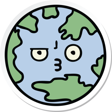 Bir insan tarafından çizilmiş şirin bir çizgi film gezegeninin çıkartması.