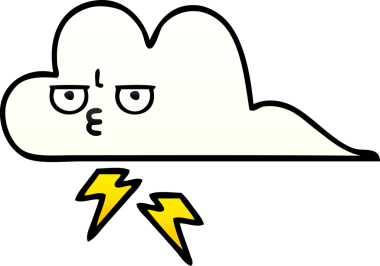 Bir insan tarafından çizilmiş gök gürültüsü bulutunun gölgelenmiş karikatürü