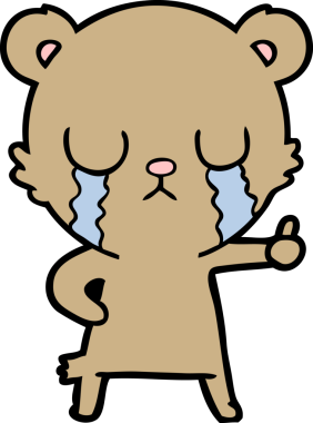 Bir insan tarafından çizilmiş ağlayan ayı karikatürü.