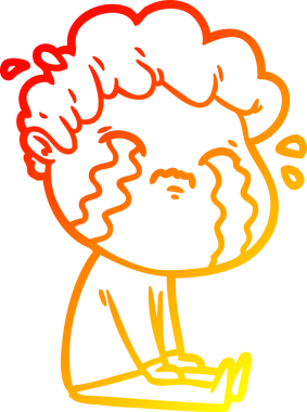 Bir insan tarafından çizilmiş ağlayan bir çizgi film karakteri çizimi.