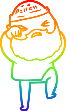 Bir insan tarafından çizilmiş sakallı bir karikatür çizimi.