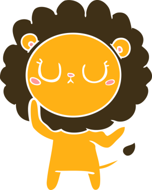 Bir insan tarafından çizilmiş düz renkli çizgi film aslanı