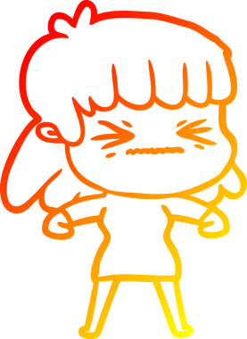 Bir insan tarafından çizilmiş kızgın bir kızın sıcak çizgi çizimi