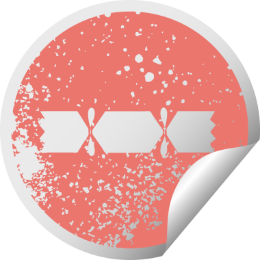 Bir insan tarafından çizilmiş Noel krakerinin sıkıntılı, dairesel soyulan çıkartması.