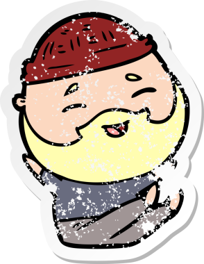 Bir insan tarafından çizilmiş mutlu sakallı bir adamın sıkıntılı çıkartması.