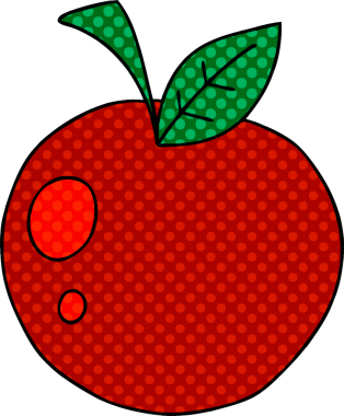 bir insan tarafından çizilmiş kırmızı elma çizgi romanı.