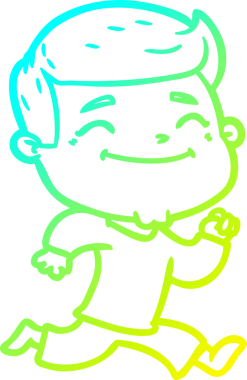 Bir insan tarafından çizilmiş mutlu bir çizgi film karakteri çizimi.