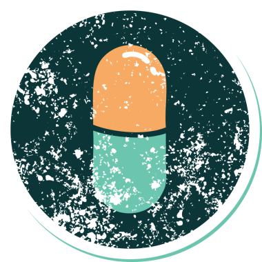 Bir insan tarafından çizilmiş bir hapın sembolik dövmeli görüntüsü