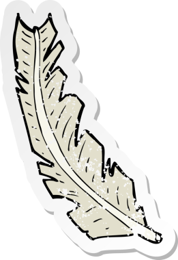 Bir insan tarafından çizilmiş karikatür tüyünün gerilmiş yapıştırması.