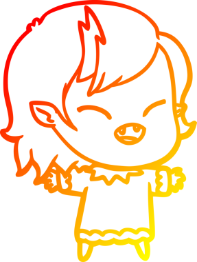 Bir insan tarafından çizilmiş gülen vampir kız çizgi filmi.