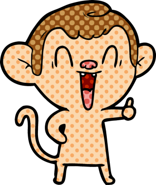 Bir insan tarafından çizilmiş gülen maymun çizgi filmi