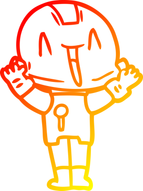 Bir insan tarafından çizilen çizgi film robotunun sıcak çizgi çizimi