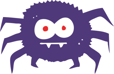 Bir insan tarafından çizilen örümceğin düz renk çizimi