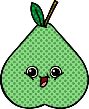 bir insan tarafından çizilmiş yeşil bir armut çizgi romanı