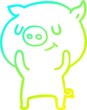 Bir insan tarafından çizilmiş mutlu çizgi film domuzu çizimi.