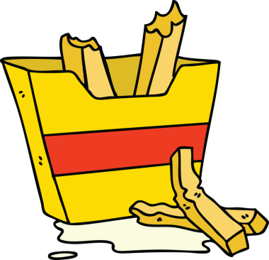 Bir insan tarafından çizilmiş garip çizgi film patates kızartması.