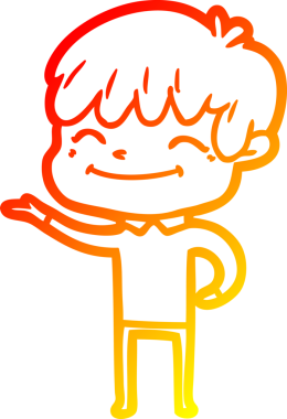 Bir insan tarafından çizilen mutlu bir çocuğun sıcak çizgi çizimi.