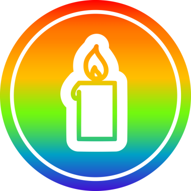 Gökkuşağı gradyan bir insan tarafından çizilmiş yanan mum dairesel simgesi