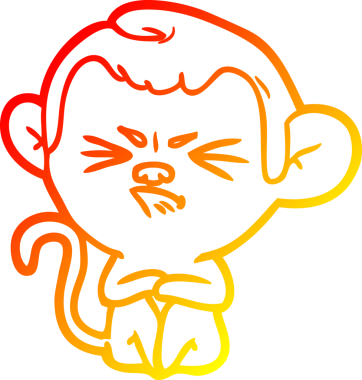 Bir insan tarafından çizilmiş kızgın bir maymunun sıcak çizgi çizimi