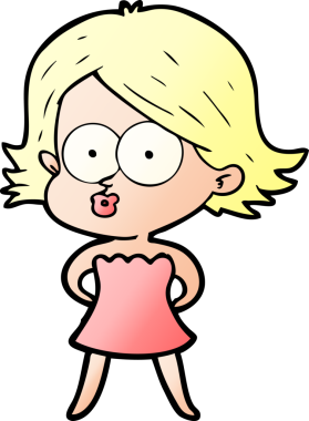 Çizgi film kızı somurtuyor bir insan tarafından