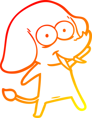 Bir insan tarafından çizilmiş mutlu bir filin sıcak çizgi çizimi