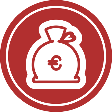 para çuvalı dairesel simgesi bir insan tarafından çizilmiş