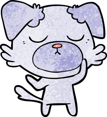 Bir insan tarafından çizilmiş şirin bir çizgi film köpeği.