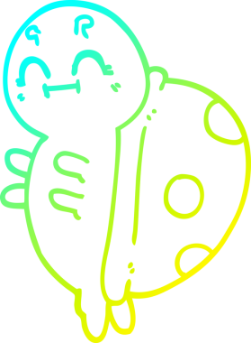 Bir insan tarafından çizilmiş sevimli bir uğur böceğinin soğuk gradyan çizimi