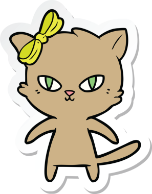 Bir insan tarafından çizilmiş şirin bir çizgi film kedisinin çıkartması.